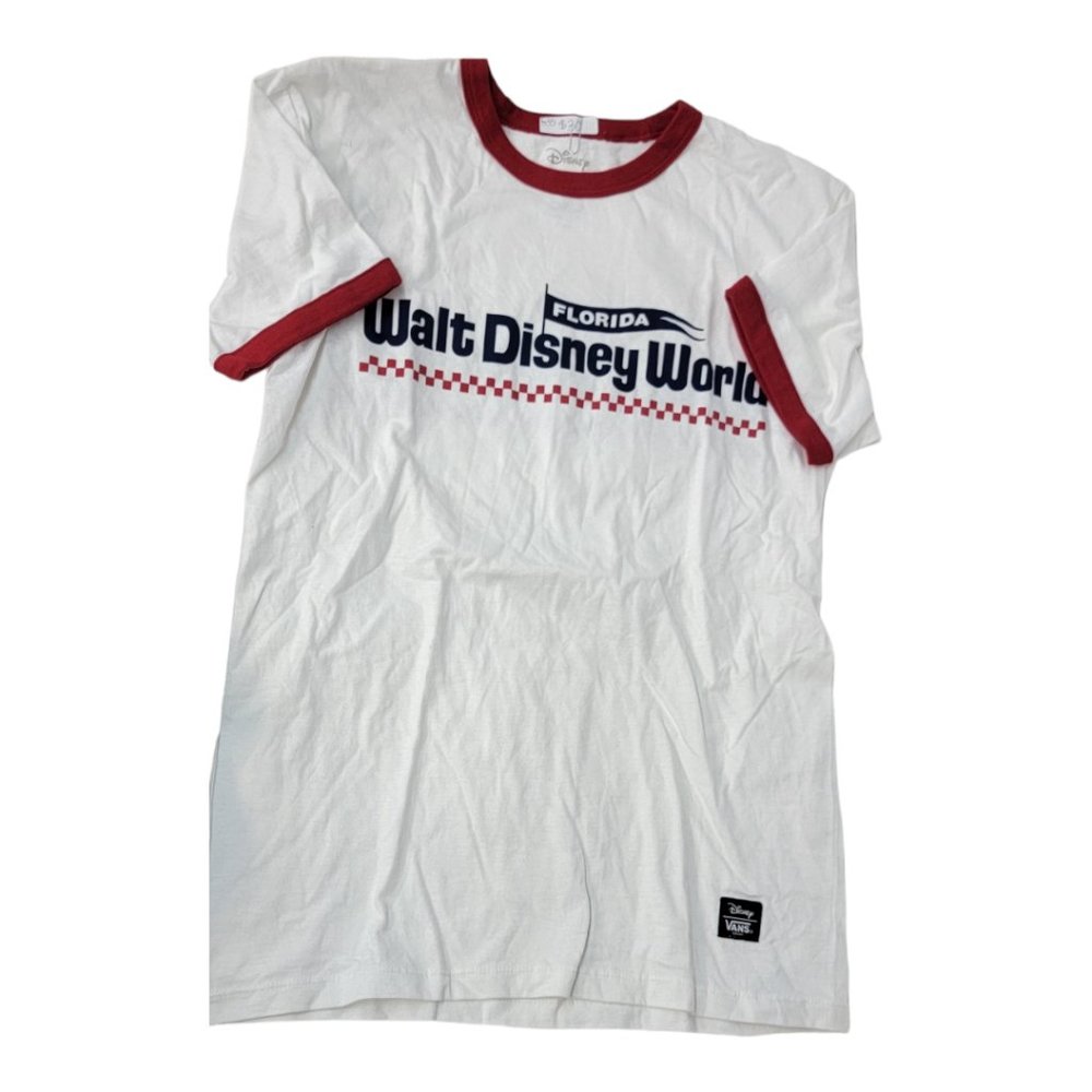 Walt Disney World Florida VANS Ringer Tee Shirt Size Small Checkerboard